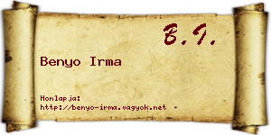 Benyo Irma névjegykártya